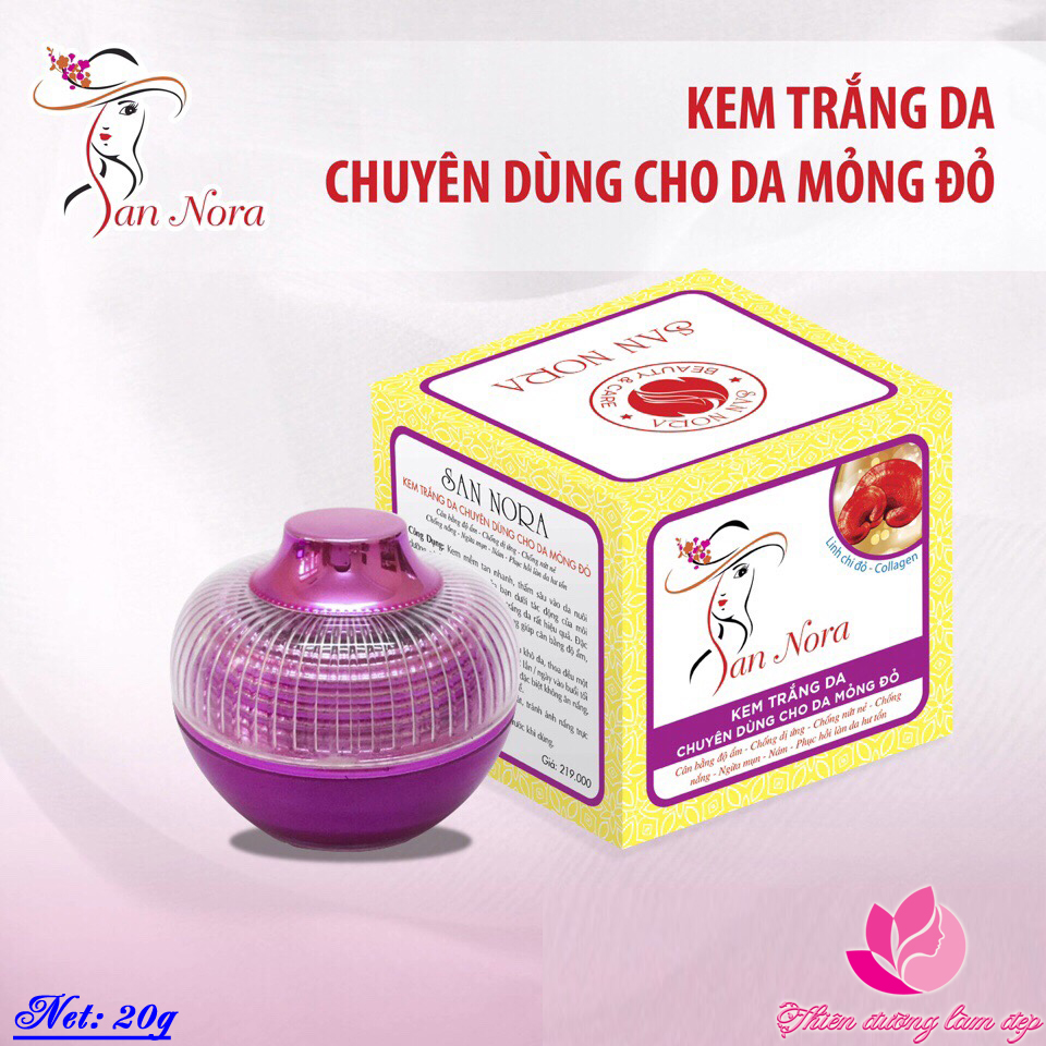 Kem trắng da mặt kem dùng cho da mỏng đỏ mỹ phẩm SAN NORA 20g