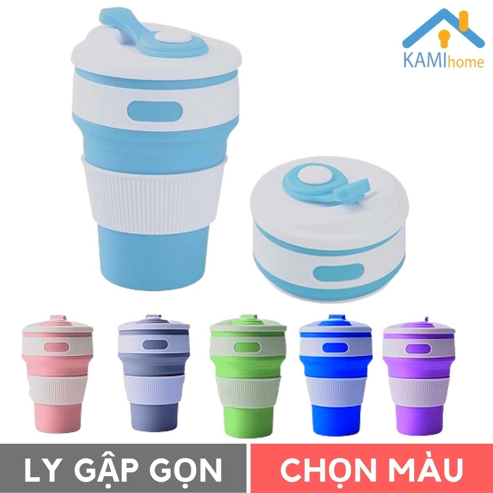Ly nước có nắp và ống hút gấp gọn bỏ túi chất liệu Silicone an toàn 350ml chuyên dùng mang theo người du lịch dã ngoại mã 22012
