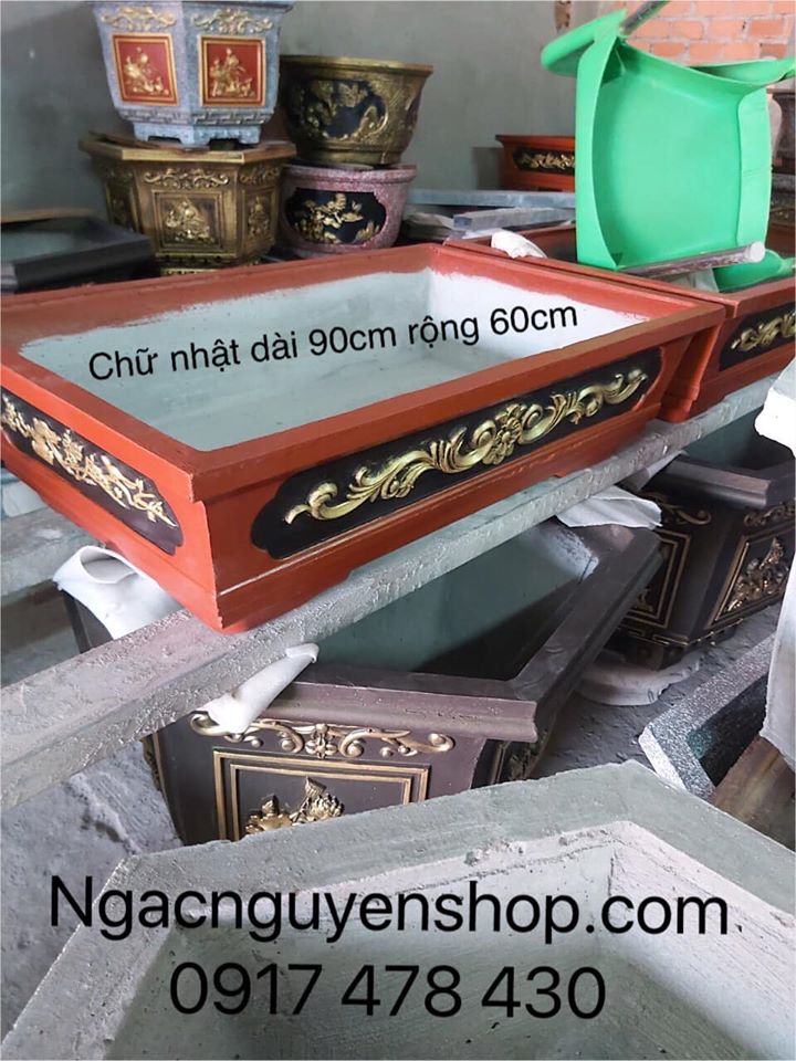Khuôn đúc chậu chữ nhật 95x60 cao 25cm có lòng trong chất liệu nhựa abs dày dặn