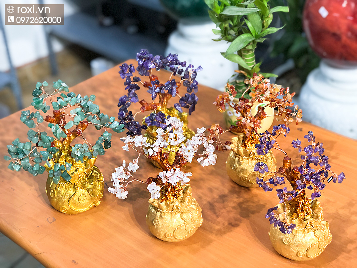 Cây tài lộc đá thạch anh 19cm