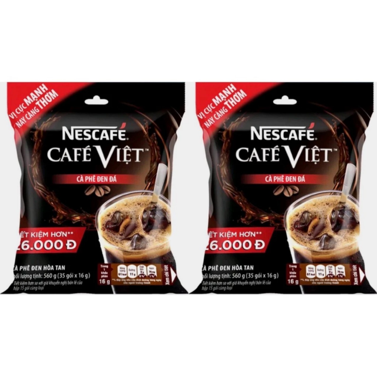 [DATE 8/2025][COMBO 2 BỊCH DATE MỚI] NESCAFÉ hòa tan - Cà phê Việt Đen đá (35gói x 16g)