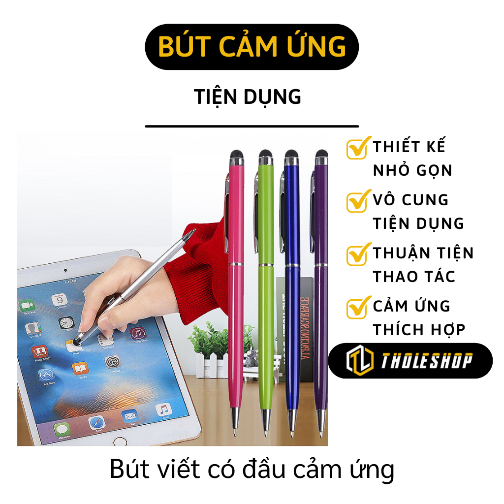 Bút cảm ứng - Bút vẽ điện thoại, máy tính bảng thông minh - Bút bi 2 đầu, có thể viết và cảm ứng