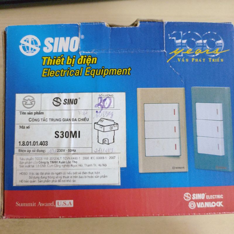 Công tắc trung gian đa chiều 10A SINO S30MI dòng S18