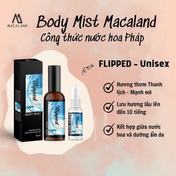 Body Mist xịt thơm body MACALAND hương FLIPPED thanh mát dưỡng ẩm cho da, lưu hương lâu