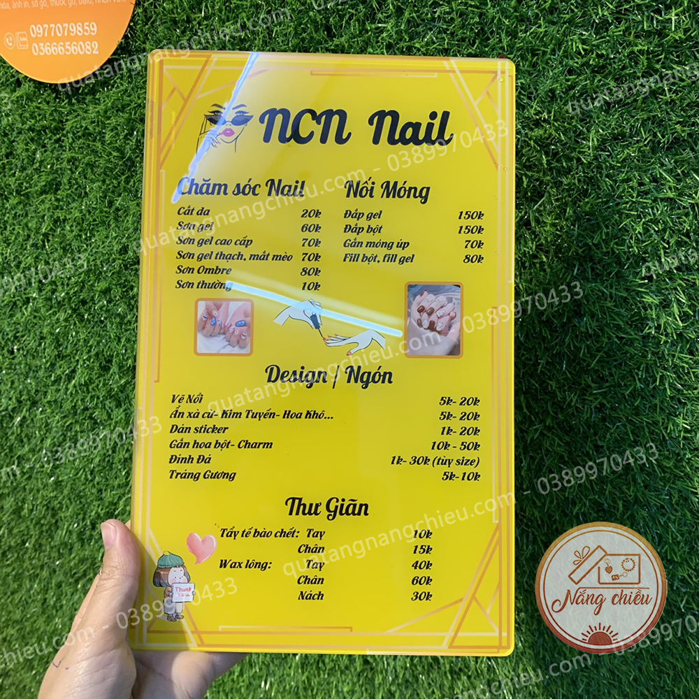 Bảng Hiệu Menu - Bảng Gía cho tiệm Nails - Free thiết kế theo yêu cầu