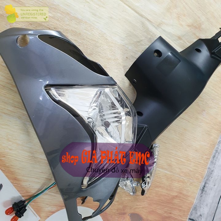 Ốp đầu trước xe máy màu ghi xe wave s100 / wave rs / alpha ,kèm pha đèn ,xi nhan