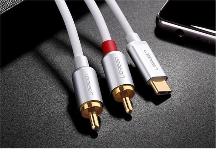 Cáp USB Type C to AV 2 Hoa sen (2RCA) dài 1m Ugreen 30734