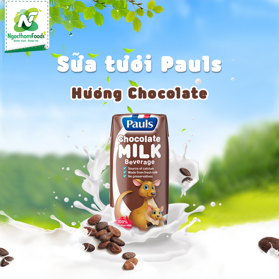 Sữa tươi pauls hương socola 200ml - thùng 24 hộp