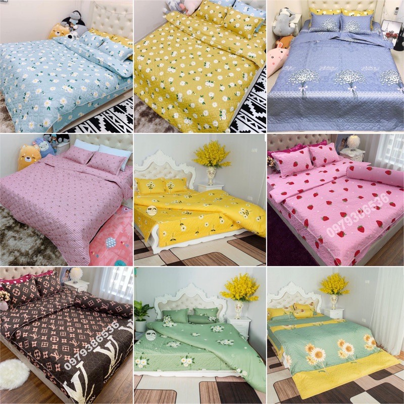 Trọn Bộ Ga Phủ Trần Bông 5 Món Cotton Poly Siêu Hót