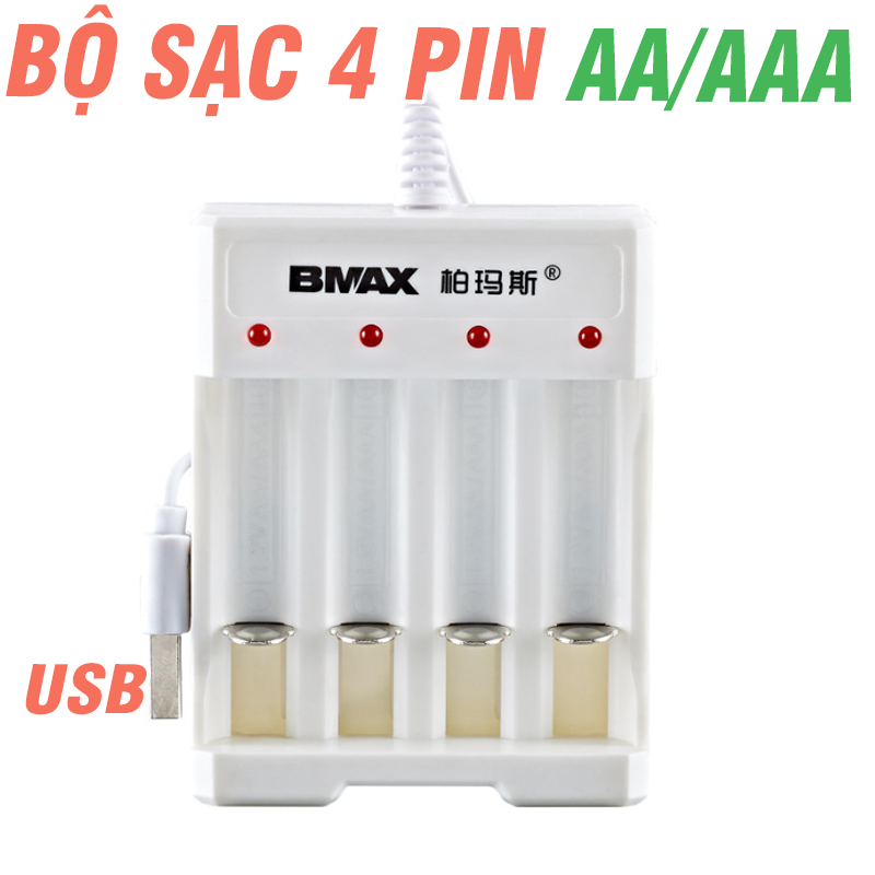 Bộ sạc 4 pin aa / aaa sử dụng nguồn vi tính sạc dự phòng cổng usb