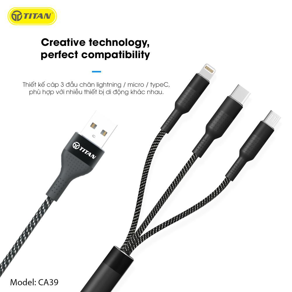 Cáp Sạc 3 Đầu TITAN CA39 / CA40 Độ Dài 1M2