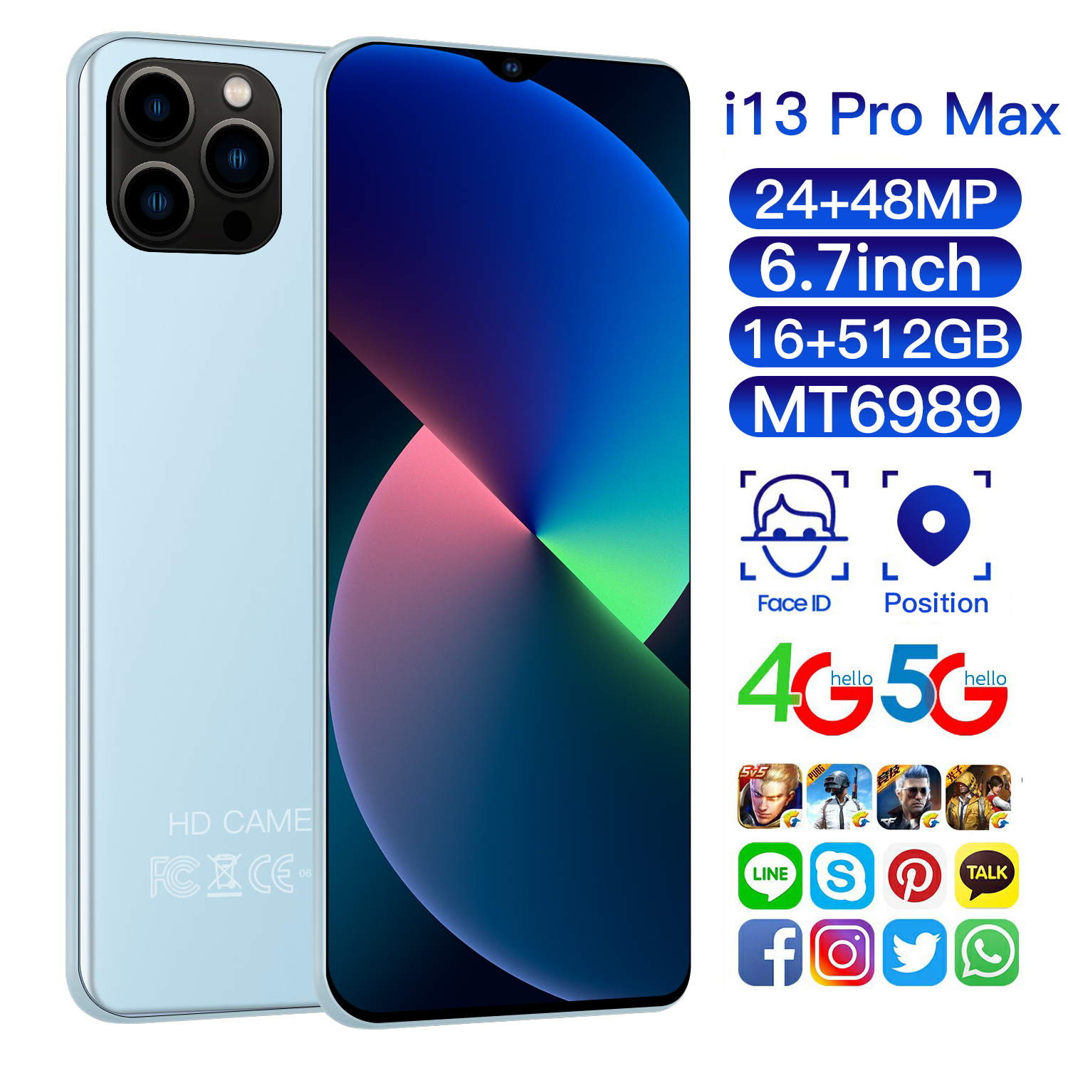 i13 Pro Max Điện thoại siêu rẻ dưới 1 triệu smartphone 6.7 inch 464GB ...