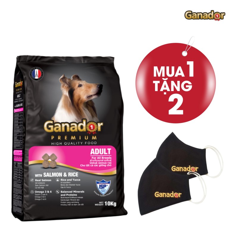Thức ăn cho chó trưởng thành Ganador vị cá hồi & gạo Salmon & Rice 10kg