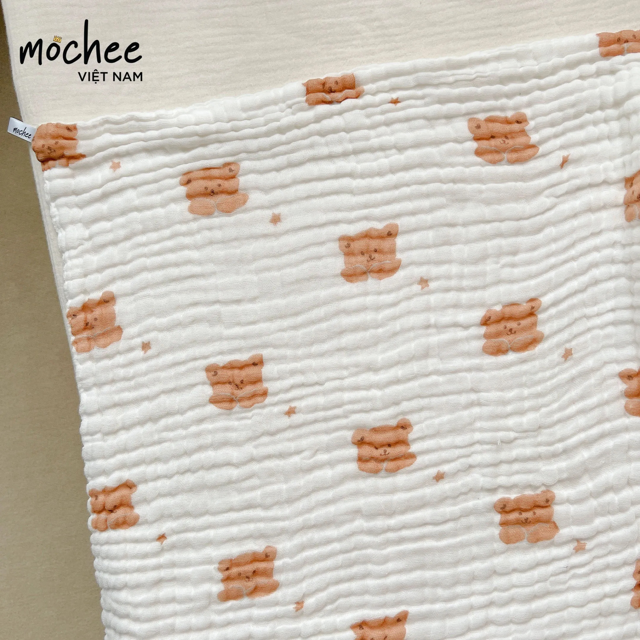 Khăn tắm vải xô nhăn Mochee cho bé 105x105cm