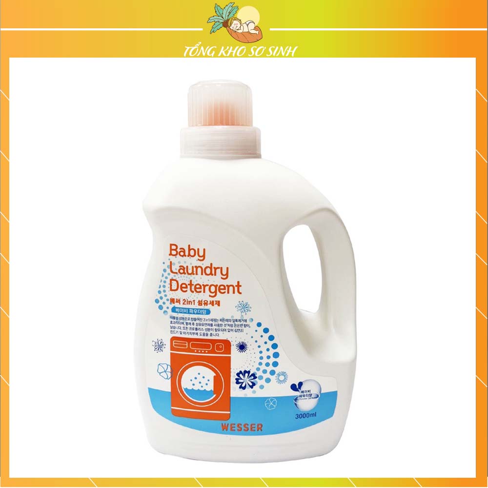 Nước giặt xả wesser 2 trong 1 can 3000ml, túi 2100ml