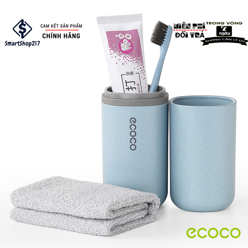 Cốc Để Bàn Chải Đánh Răng Và Khăn Mặt ECOCO 2 In 1 Làm Từ Rơm Lúa Mì
