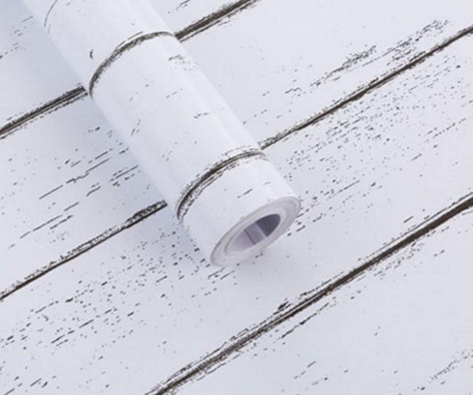 [HCM]decal 10m giấy dán tường giả ván gố trắng khổ 45cm keo dán sẵn