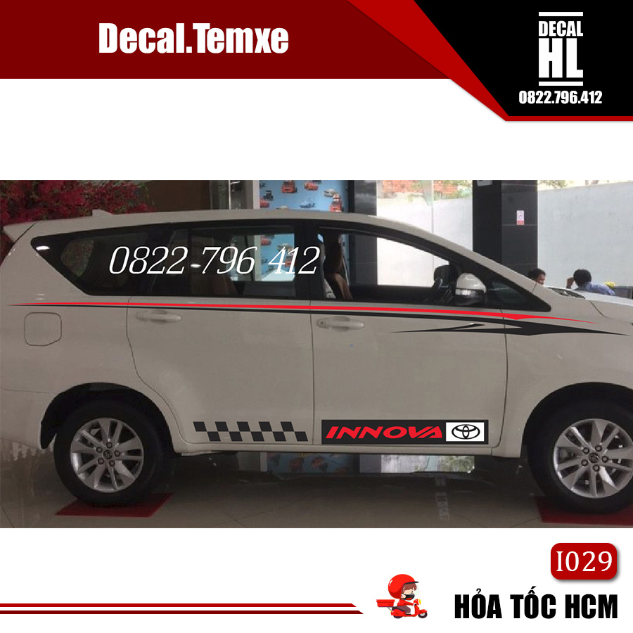 Tem dán sườn xe Innova cao cấp, mẫu mới I029