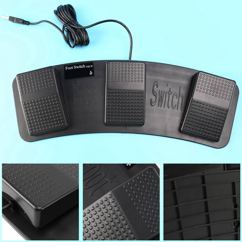 FS3-P USB Triple Foot Switch Pedal Control Keyboard Mouse PC Game Plastic