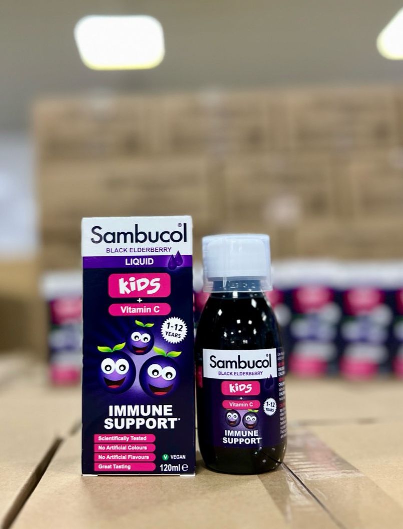 Sambucol Kids Immunity Tăng Đề Kháng Giảm Ho Đau Họng Khọt Khẹt Cúm Mùa Cho Bé Với Quả Cơm Cháy Úc & Vitamin C Kẽm Zinc