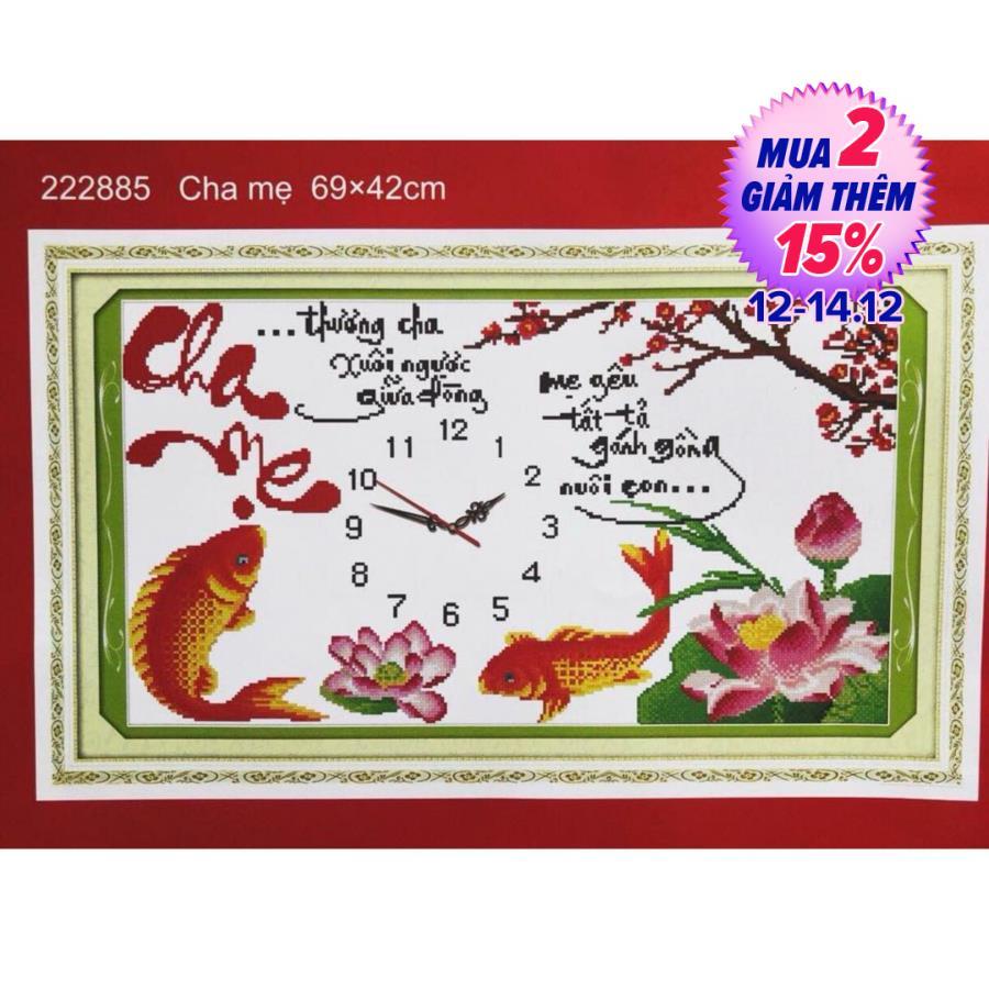 Tranh thêu chữ thập đồng hồ cha mẹ 222885