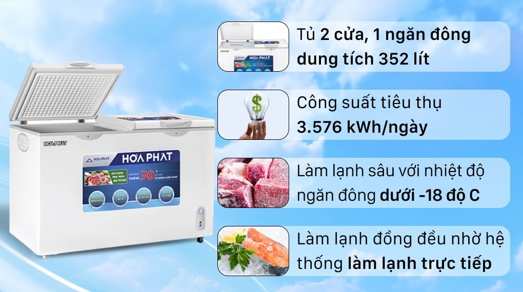[TRẢ GÓP 0%] Tủ đông Hòa Phát 352 lít HCF 666S1Đ2 (Giá áp dụng giao tại HN, HCM& các tỉnh liên hệ shop)