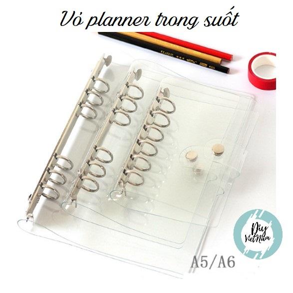 Sổ Còng Trong Suốt Binder – A4 B5 A5 A6 A7 – Tặng Giấy A5 20 Lỗ – Planner/Journaling