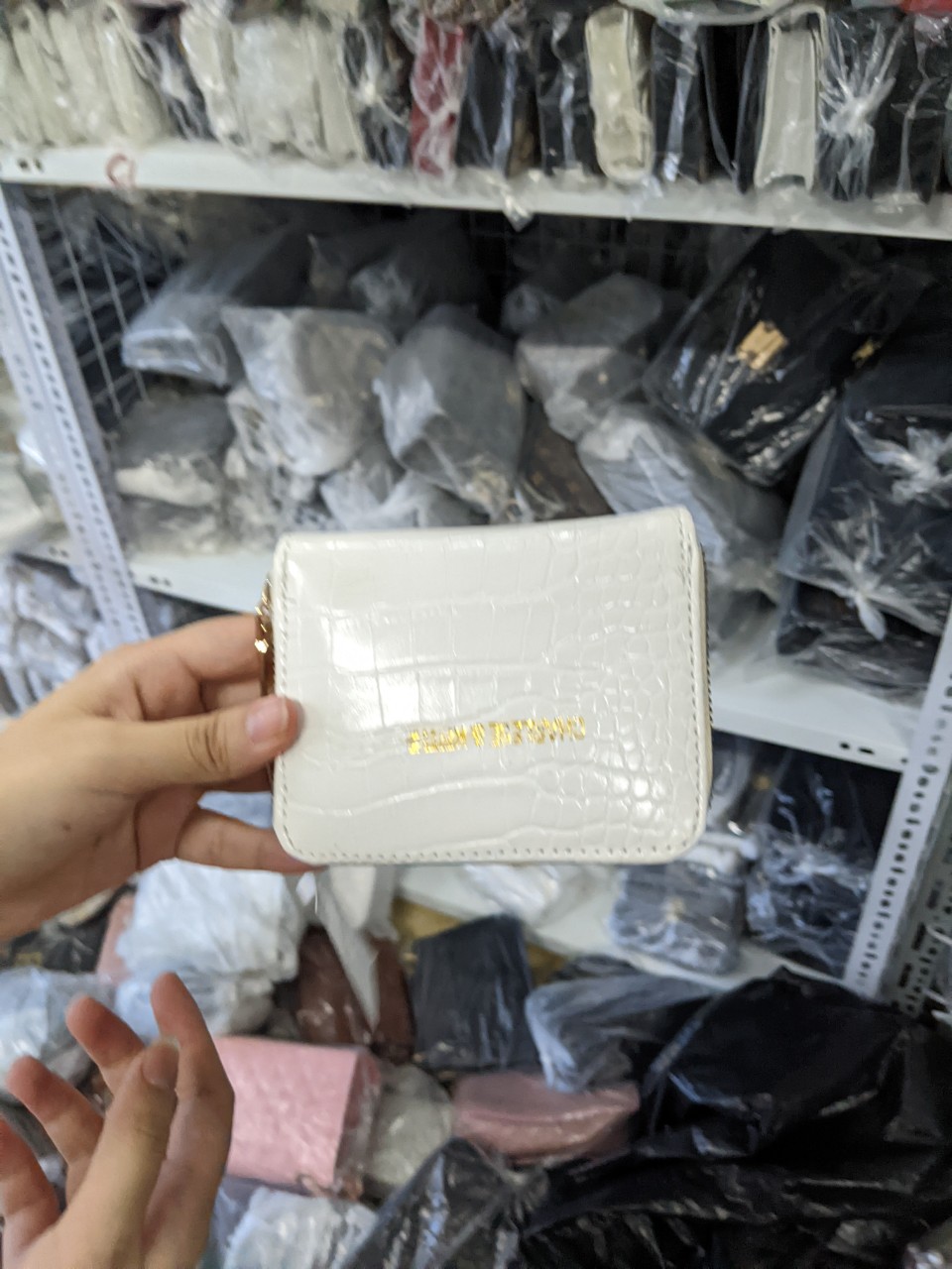 Ví nữ mini CNK vân da rắn khóa kéo size 10-V009