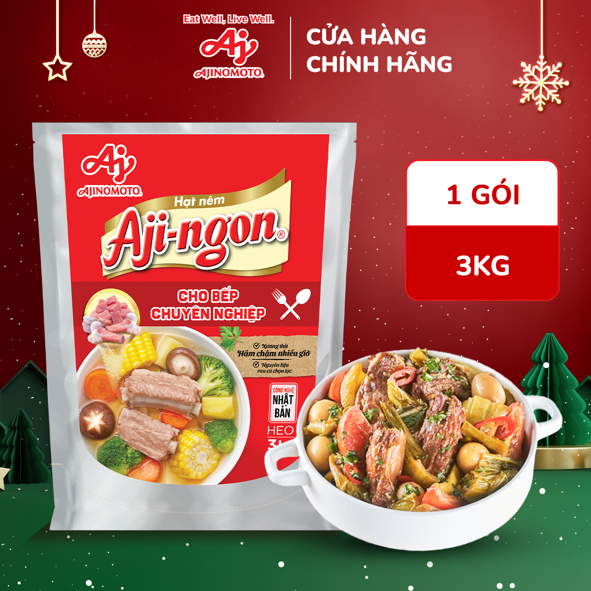 Gói Hạt Nêm Aji-ngon® Heo 3kg/Gói