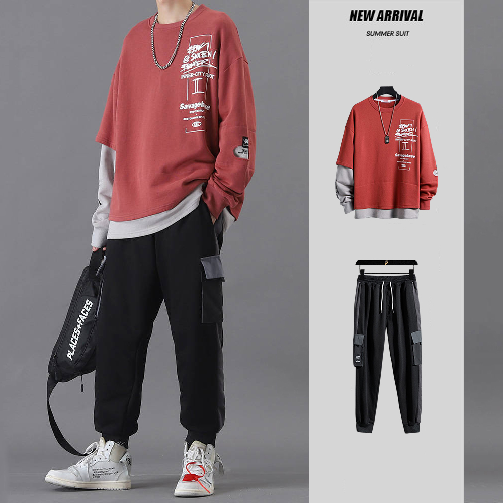 Set Bộ Quần Áo Nam Áo Phối 2 Màu Kiểu Cách Kết Hợp Với Quần Jogger Túi Hộp Bo Ống Năng Động Mẫu Mới Về Năm 2024Thời Trang 4MENHCM SET NAM 90000155