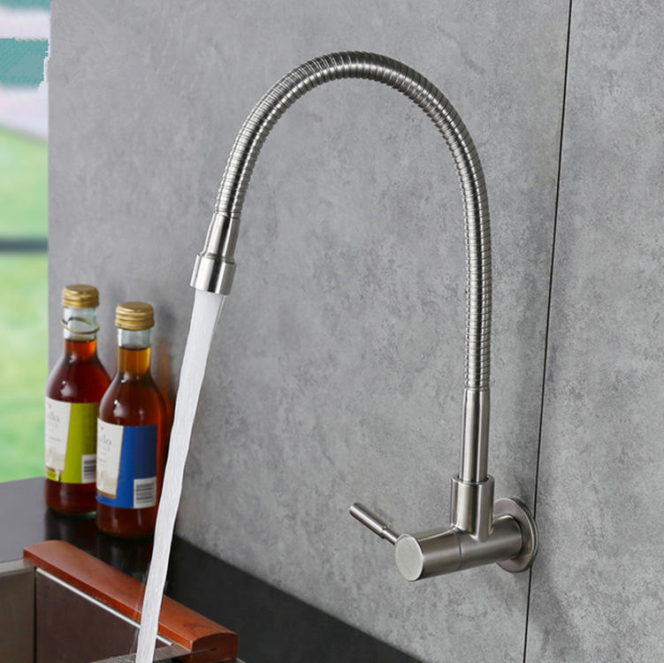 Vòi rửa chén - bát lạnh gắn tường Inox 304