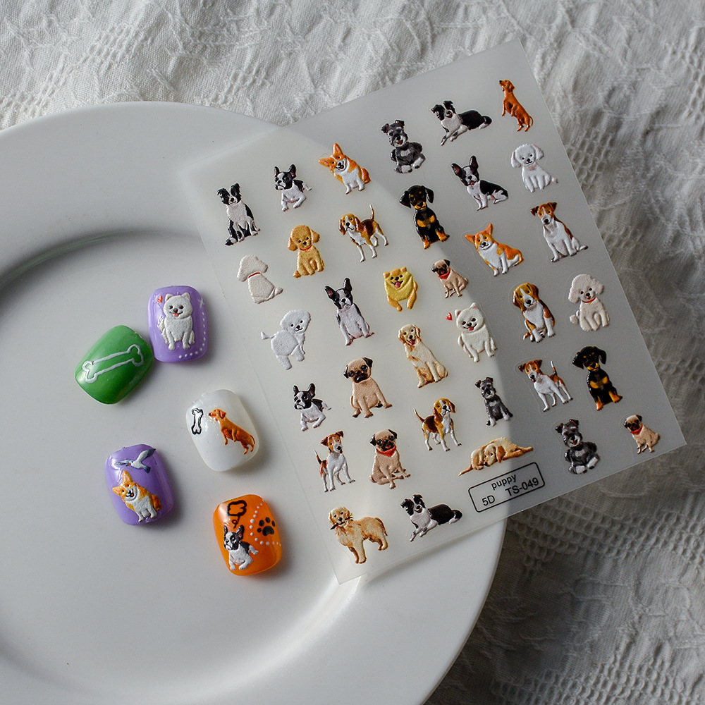 Sticker Lụa Nổi 5D | Bé Chó | Hình Dán Móng Tay TS-049