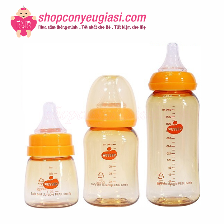 [Mẫu Mới] Bình Sữa Wesser PPSU Cổ Hẹp 60ml / 140ml / 250ml