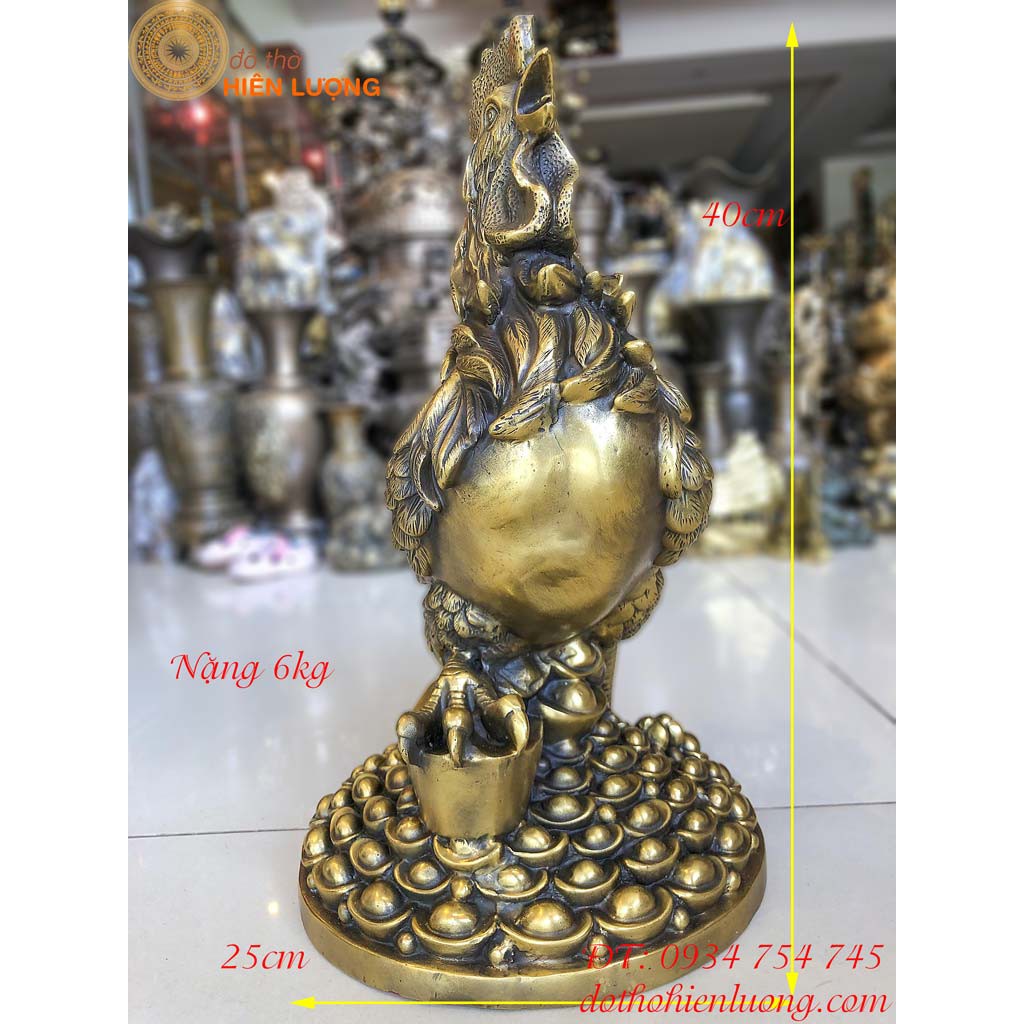 Tượng Gà Trống Bằng Đồng Tài Lộc Cao 40cm Nặng 6kg