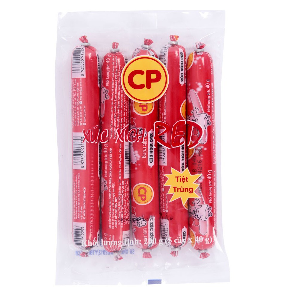 [ RẺ VÔ ĐỊCH ] 5 bịch Xúc xích heo RED ăn liền, tuyệt trùng và an toàn thực phẩm CP, HSD 5 tháng kể từ ngày sản xuất.- Đồ ăn vặt ngon.