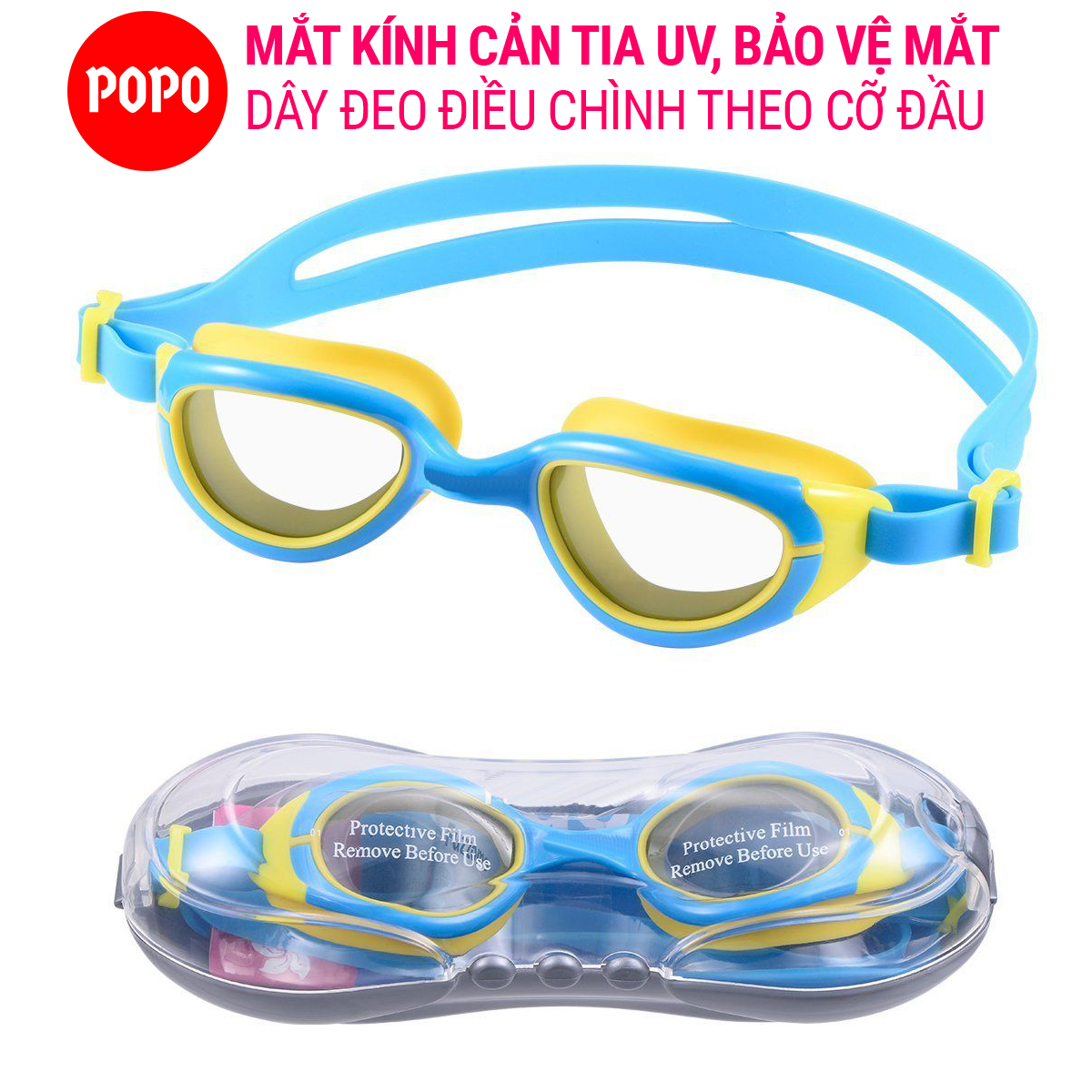 Kính bơi trẻ em, kính bơi cho bé gái, kính bơi bé trai POPO 1149 mắt kiếng bơi trẻ trung, năng động cản tia UV, hạn chế sương mờ
