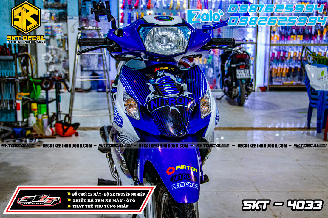 tem trùm axelo xanh trắng đen nitron cây phuộc
