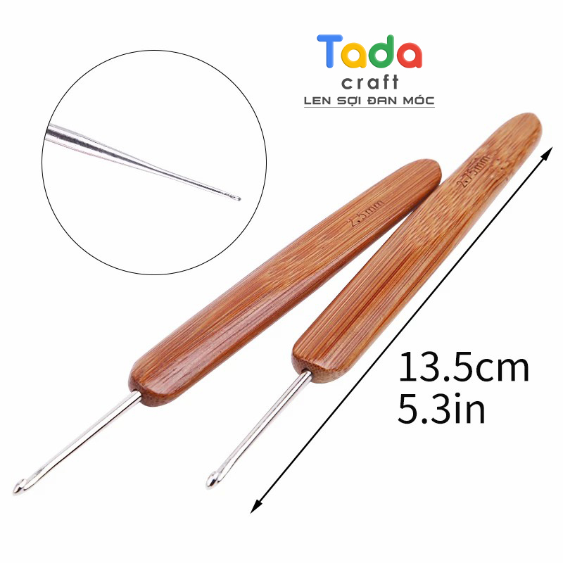 Kim Móc Len Cán Gỗ Tre Thiên Nhiên (Size Lẻ 1mm đến 6mm)