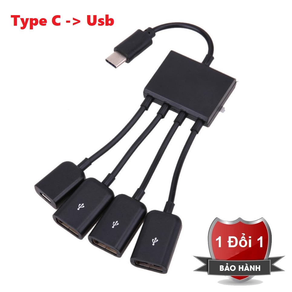 Cáp OTG Type C ra 3 cổng Usb - Cáp OTG Type C Hub OTG hỗ trợ sạc nguồn cho Điện thoại, Máy tính bảng - Hub OTG cổng Type C cho điện thoại thông minh - Cable OTG HUB Type C 3 đầu USB - Cáp OTG Type-C ra 3 cổng USB Hub OTG Type-C