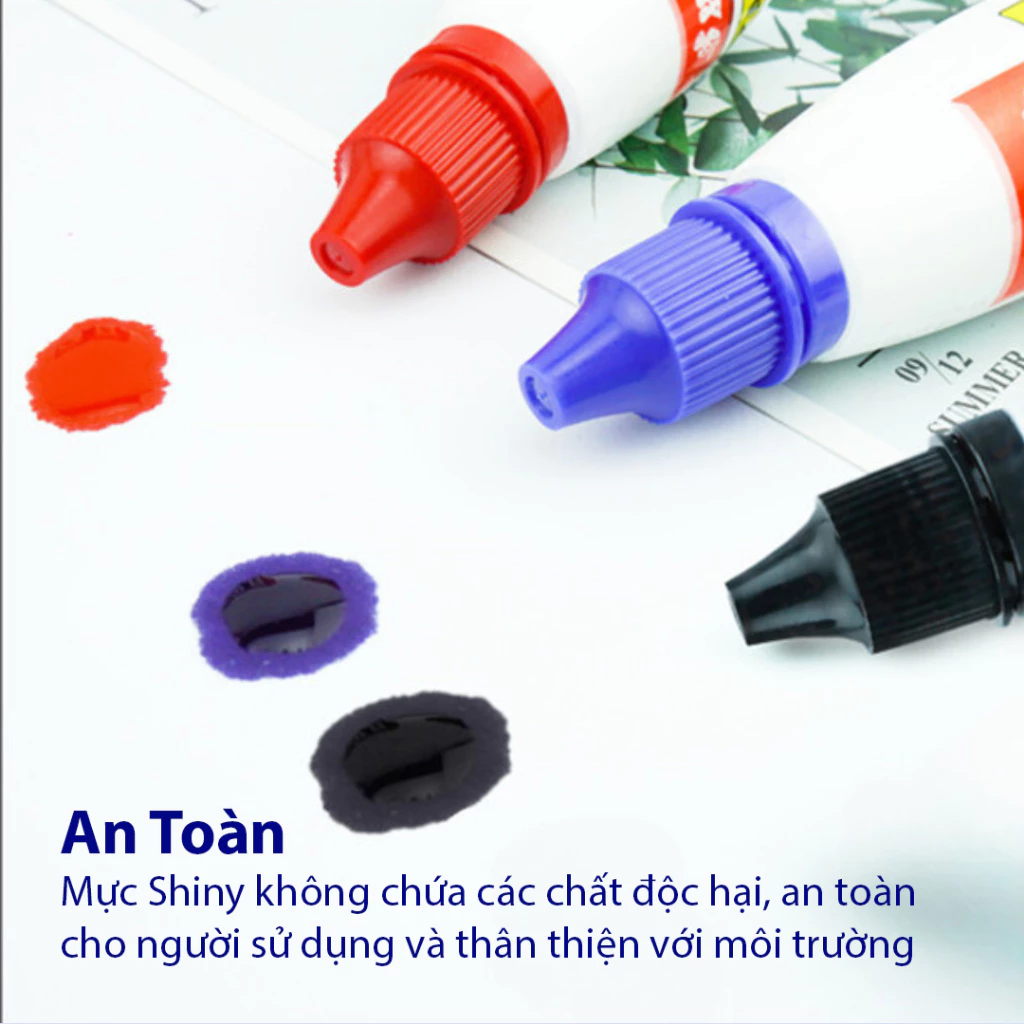 Mực Dấu Shiny Chính Hãng, Đổ Con Dấu Bền Màu, Lâu Phai Rõ Nét Dung Tích 28ml