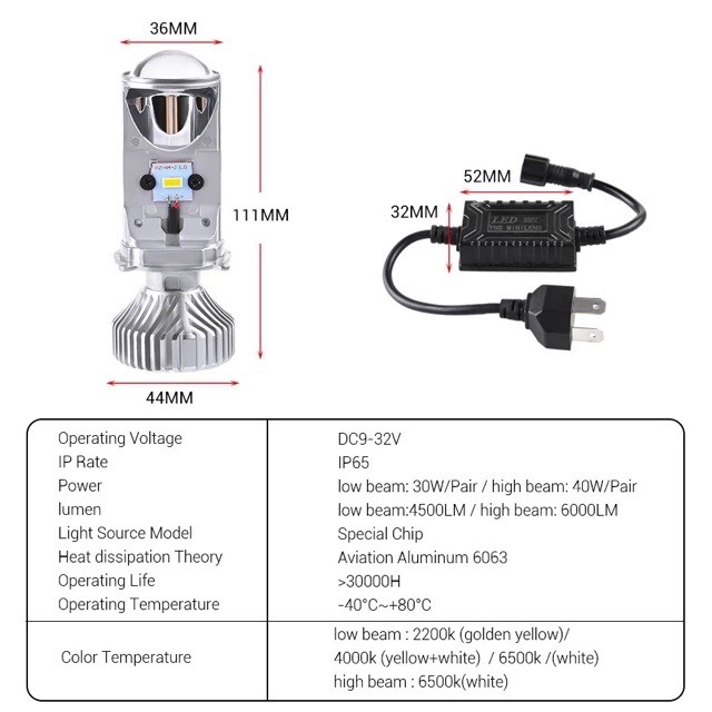 Đèn pha led lắp Ô TÔ XE MÁY cos 3 chế độ màu