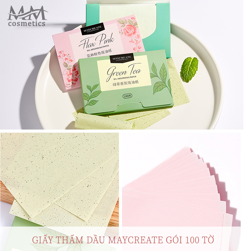(Chính hãng) Giấy thấm dầu cao cấp 100 miếng Maycreate ( Mẫu Mới )