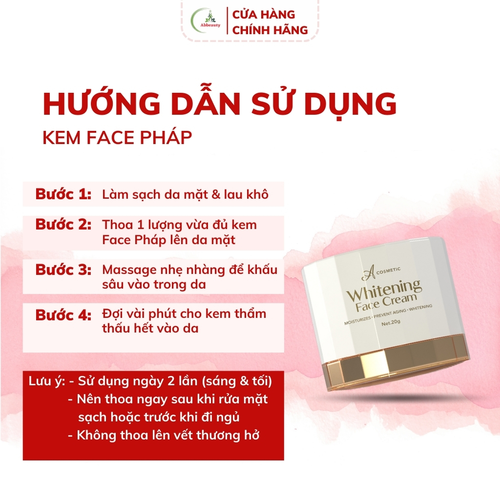 Kem face pháp Mềm acosmetics, dưỡng trắng da mặt 20g