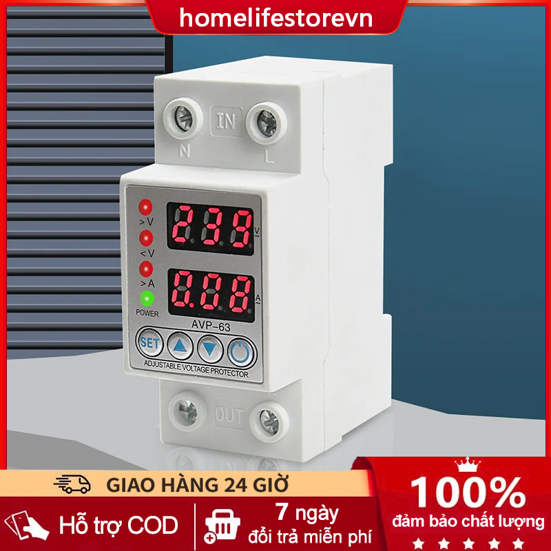 40a 63a 230v din rail, thiết bị bảo vệ dưới điện áp có thể điều chỉnh bảo vệ relay kỹ thuật số hiện tại điện áp bảo vệ a