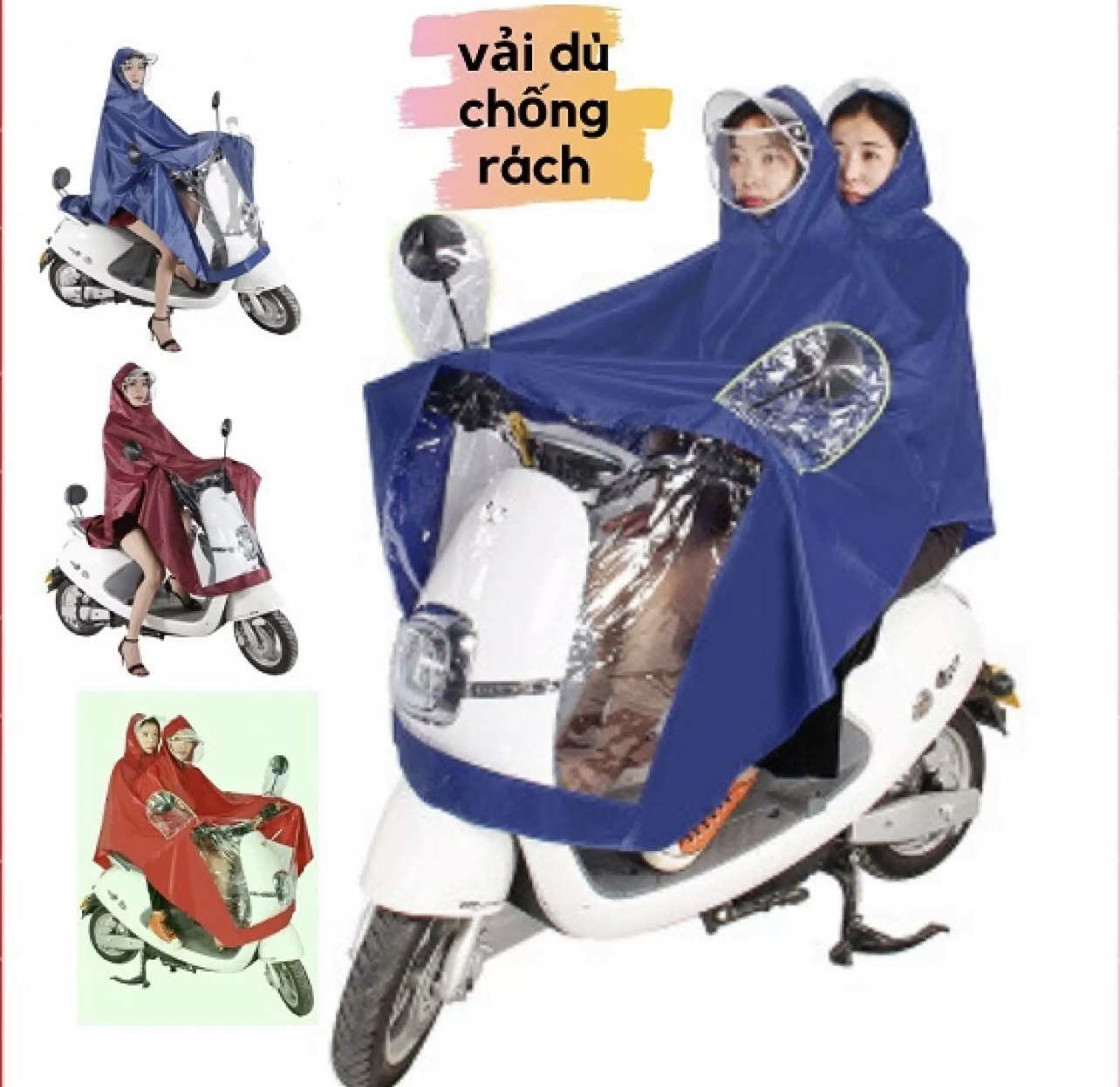 Áo mưa cánh dơi 2 người vải dù chống thấm