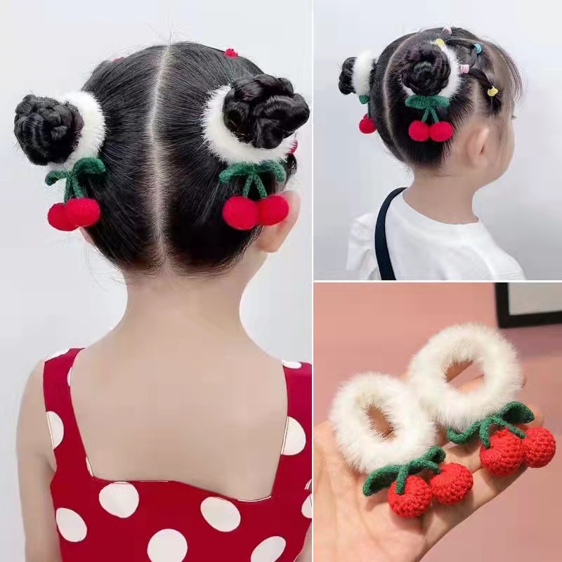Dây Cột Tóc, dây buộc tóc cherry đẹp, cột tóc cherry, Cho Bé Chùm Cherry Xinh Xắn