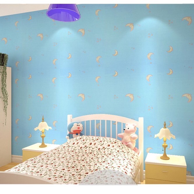 5 Mét Giấy Dán Tường, Khổ 45CM Rộng Decal PVC Trang Trí ( có keo ) - TRĂNG XANH PT193