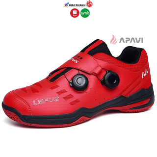 Giày cầu lông Lefus L013 đỏ cao cấp, nút vặn (ko cần buộc dây), Cushion giảm chấn, bám sàn tốt thumbnail