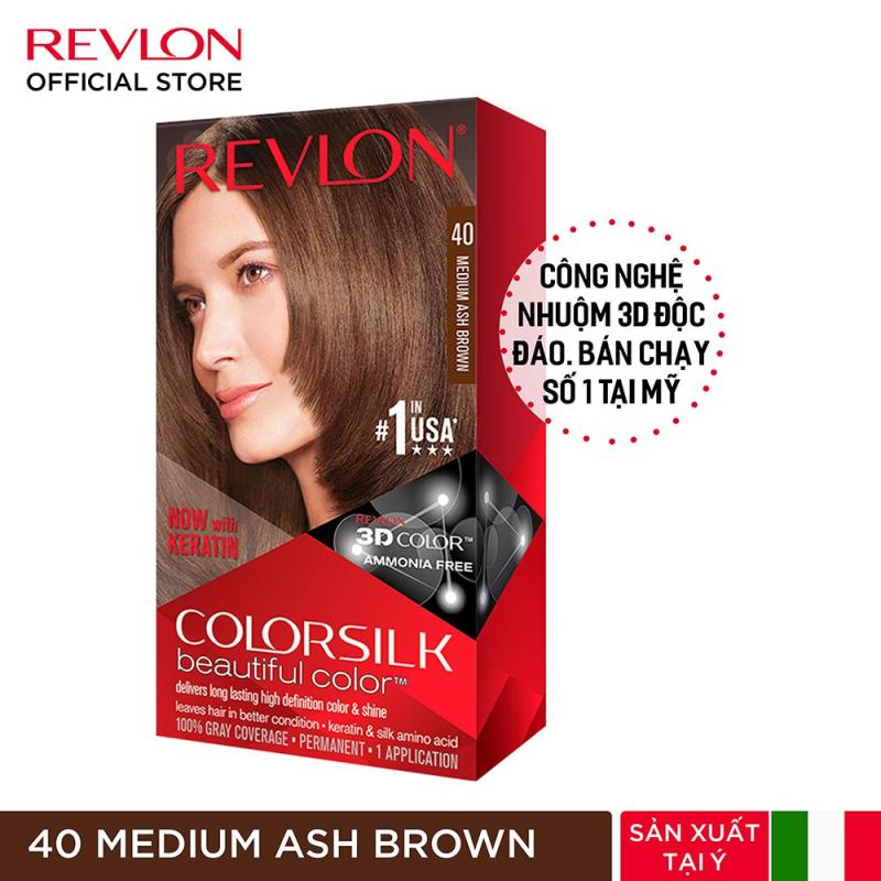 Nhuộm tóc thời trang Revlon Colorsilk 3D - 40 Medium Ash Brown - Nâu Gỗ Vừa (HSD từ 1 đến 6 tháng) giá rẻ