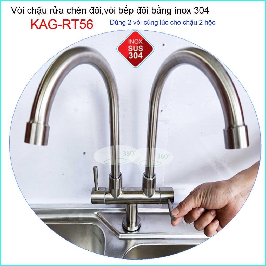 [HCM]Vòì rửa chén đôivòi rửa bát đôi INOX 304 Mờ